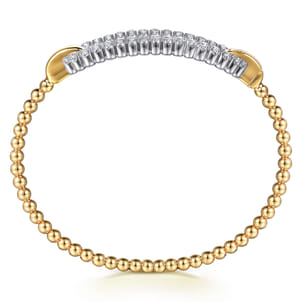 14K White  Yellow Gold Bujukan and Diamond Oval Link Bangle Bracelet