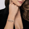14K White  Yellow Gold Bujukan and Diamond Oval Link Bangle Bracelet - 1 ct