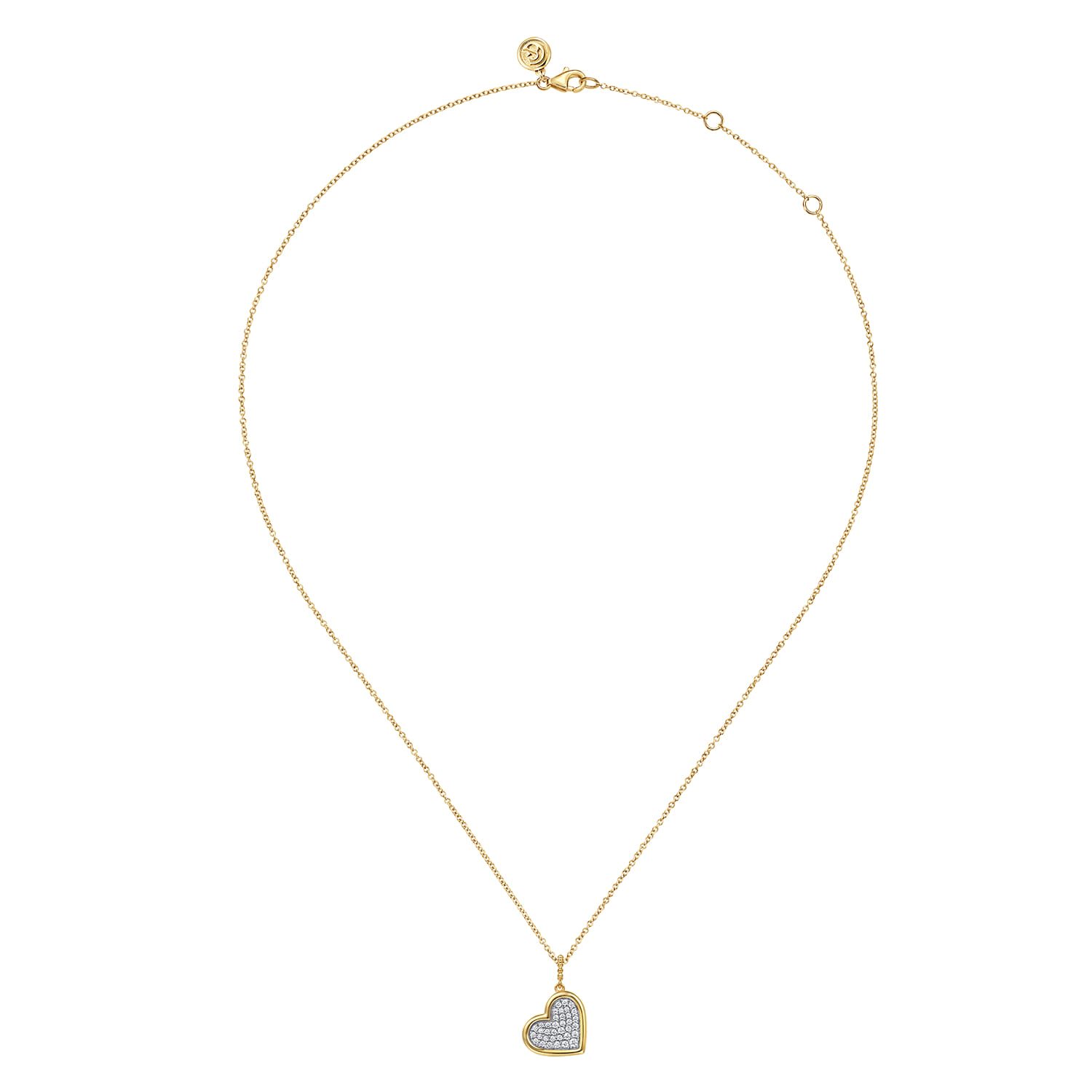 14K White  Yellow Gold Bujukan and Diamond Pave Heart Pendant Necklace