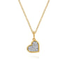 14K White  Yellow Gold Bujukan and Diamond Pave Heart Pendant Necklace - 0.1 ct