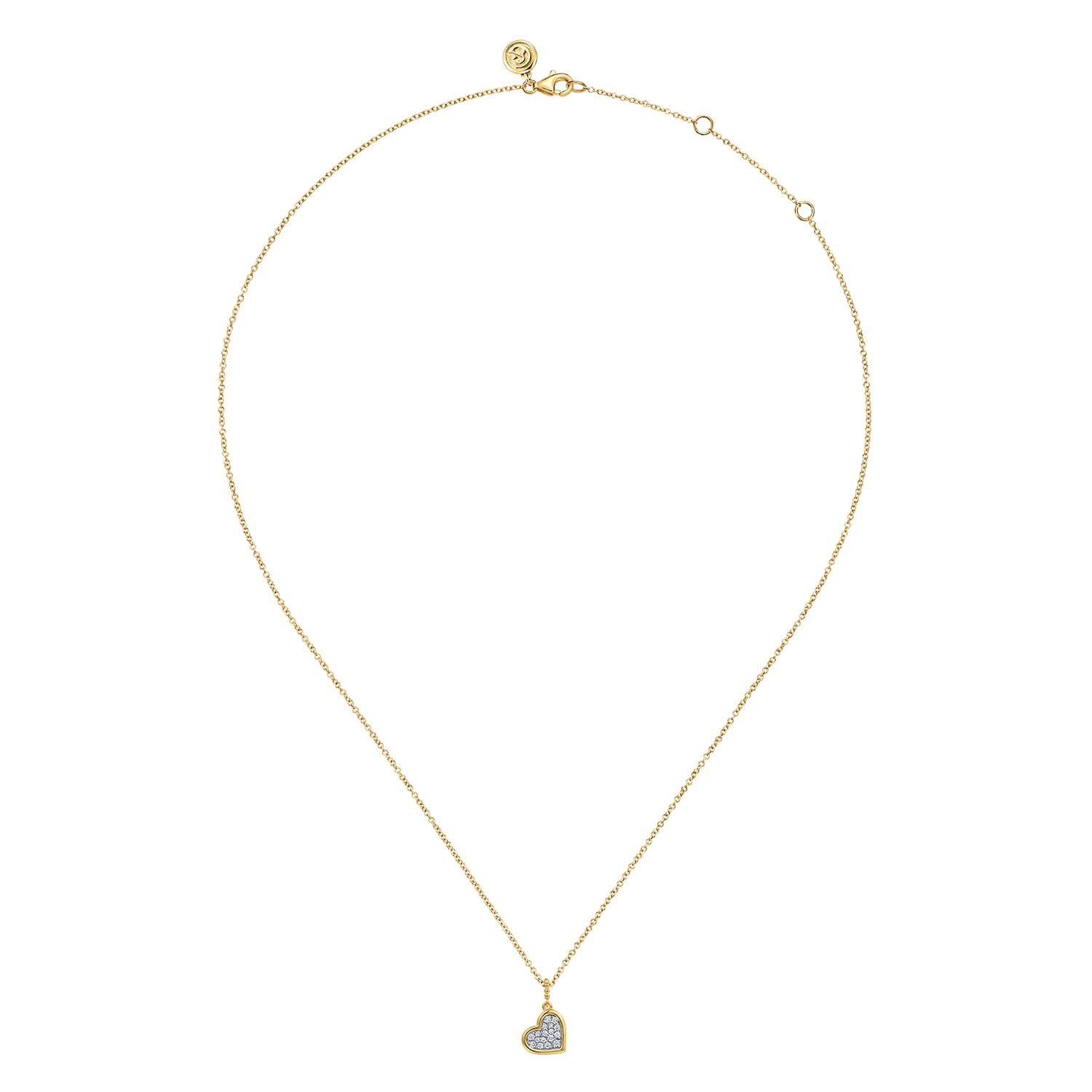 14K White  Yellow Gold Bujukan and Diamond Pave Heart Pendant Necklace