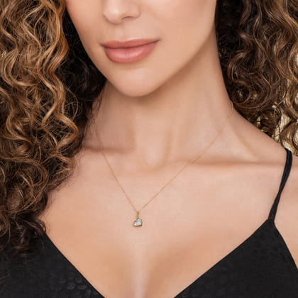 14K White  Yellow Gold Bujukan and Diamond Pave Heart Pendant Necklace