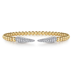 14K White  Yellow Gold Bujukan and Diamond Spike Split Bangle Bracelet