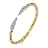 14K White  Yellow Gold Bujukan and Diamond Spike Split Bangle Bracelet - 0.75 ct