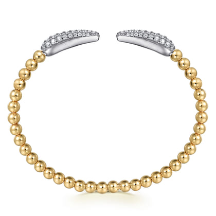 14K White  Yellow Gold Bujukan and Diamond Spike Split Bangle Bracelet