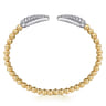 14K White  Yellow Gold Bujukan and Diamond Spike Split Bangle Bracelet - 0.75 ct