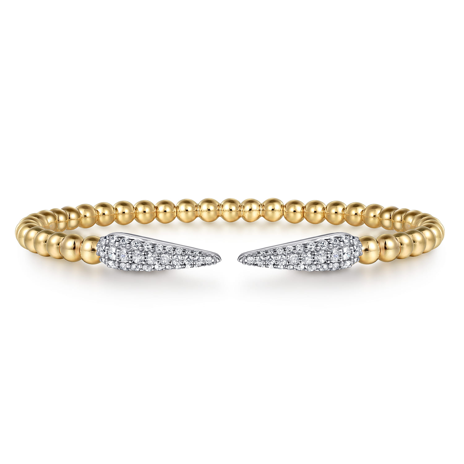 14K White  Yellow Gold Bujukan and Diamond Spike Split Bangle Bracelet - 0.75 ct - Shot 1