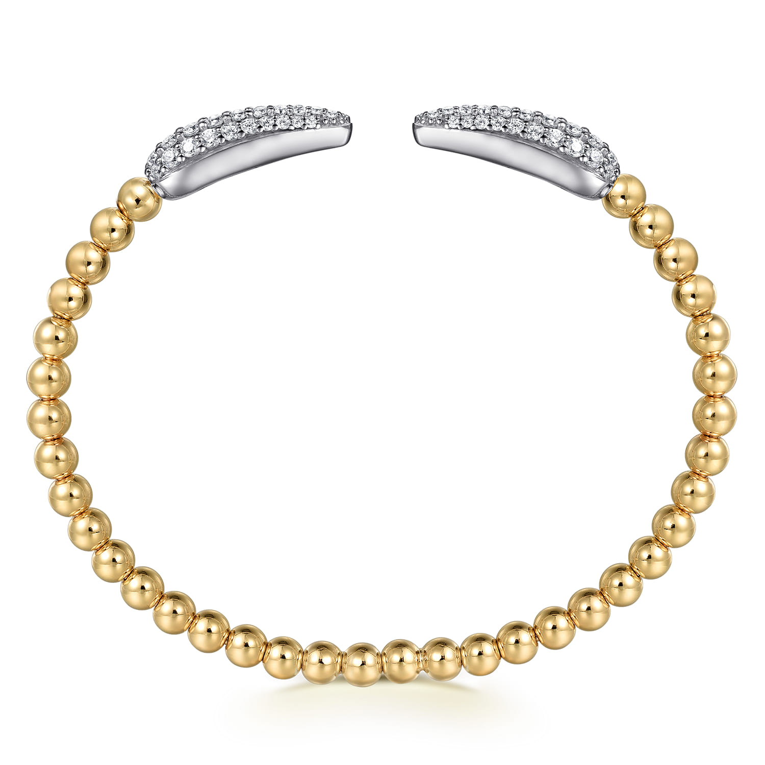 14K White  Yellow Gold Bujukan and Diamond Spike Split Bangle Bracelet - 0.75 ct - Shot 3