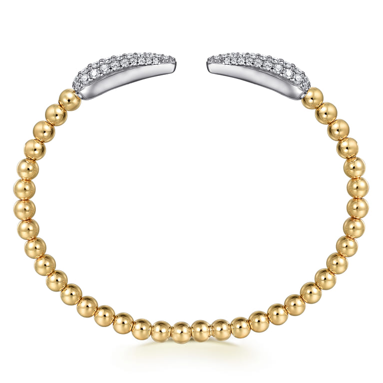 14K White  Yellow Gold Bujukan and Diamond Spike Split Bangle Bracelet - 0.75 ct - Shot 3