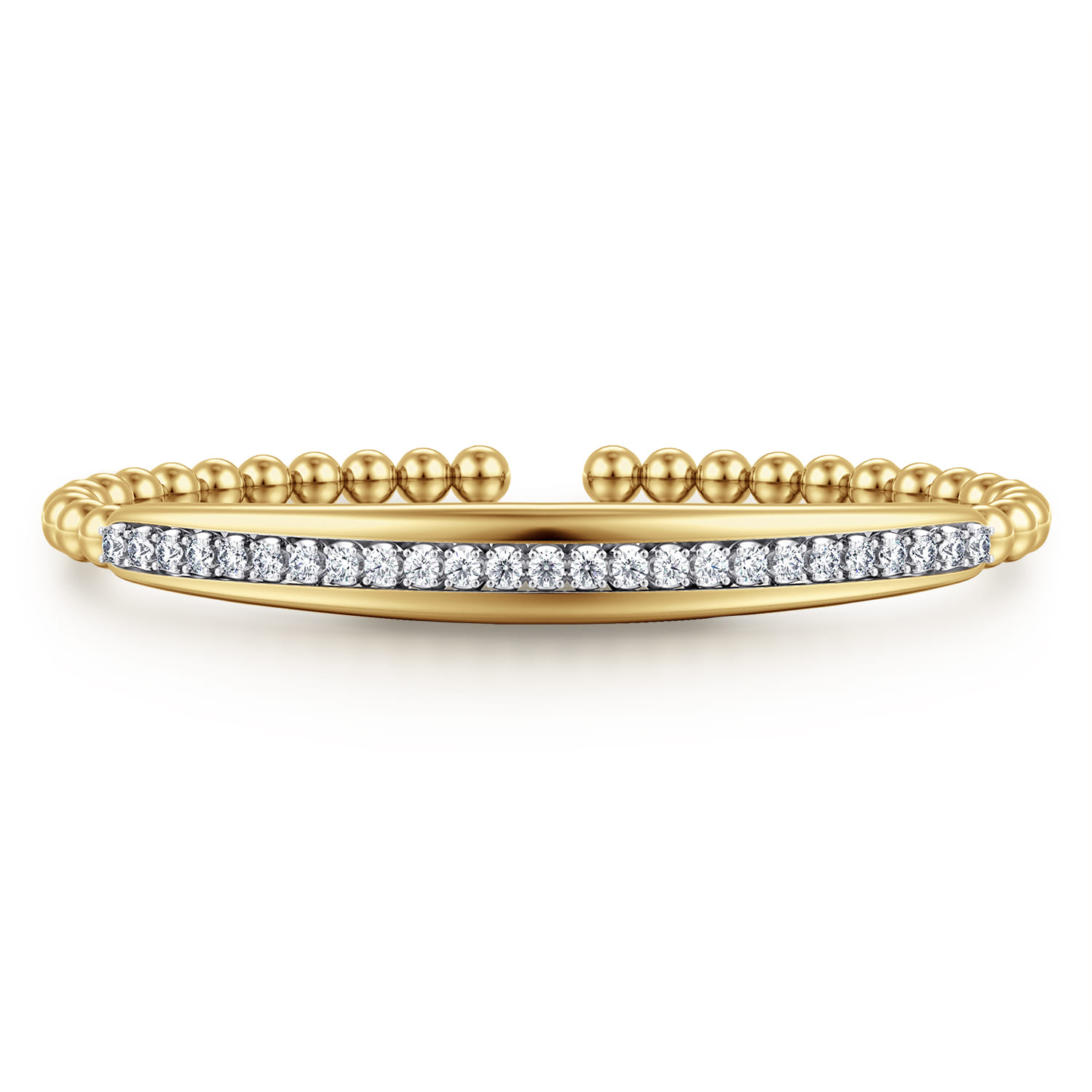 14K White  Yellow Gold Bujukan and Diamond Split Bangle Bracelet - 0.75 ct - Shot 1