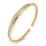 14K White  Yellow Gold Bujukan and Diamond Split Bangle Bracelet - 0.75 ct