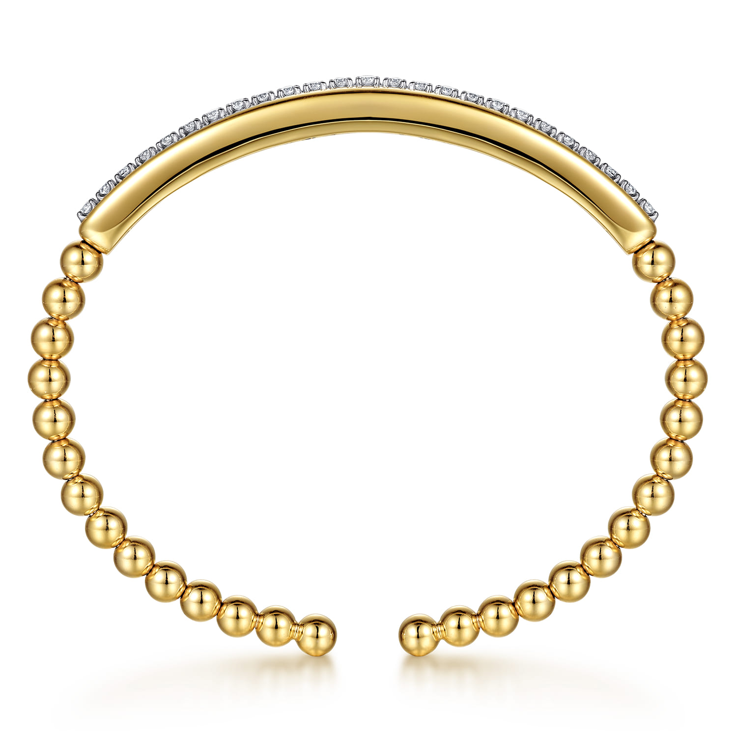14K White  Yellow Gold Bujukan and Diamond Split Bangle Bracelet - 0.75 ct - Shot 3