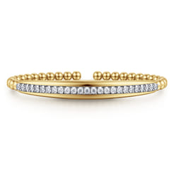 14K White  Yellow Gold Bujukan and Diamond Split Bangle Bracelet