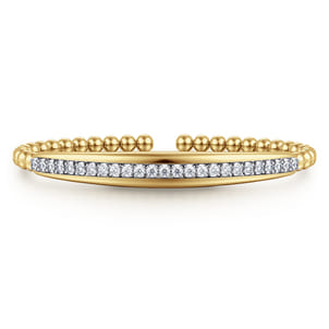 14K White  Yellow Gold Bujukan and Diamond Split Bangle Bracelet