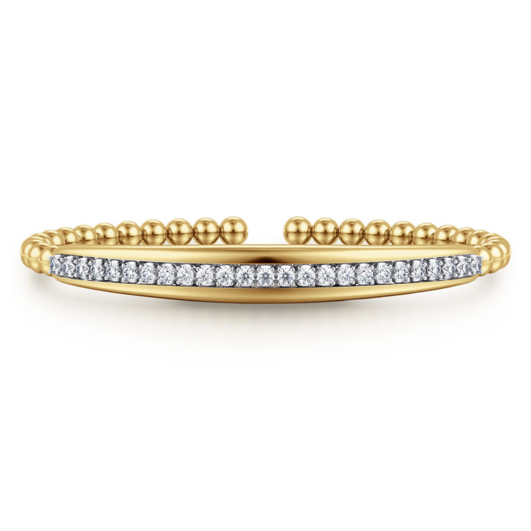 14K White  Yellow Gold Bujukan and Diamond Split Bangle Bracelet - 0.75 ct - Shot 1