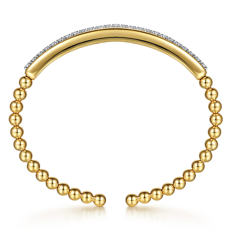 14K White  Yellow Gold Bujukan and Diamond Split Bangle Bracelet - 0.75 ct - Shot 3