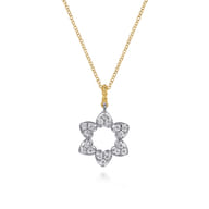 14K White  Yellow Gold Bujukan and Diamond Star of David Pendant Necklace