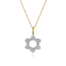 14K White  Yellow Gold Bujukan and Diamond Star of David Pendant Necklace - 0.5 ct