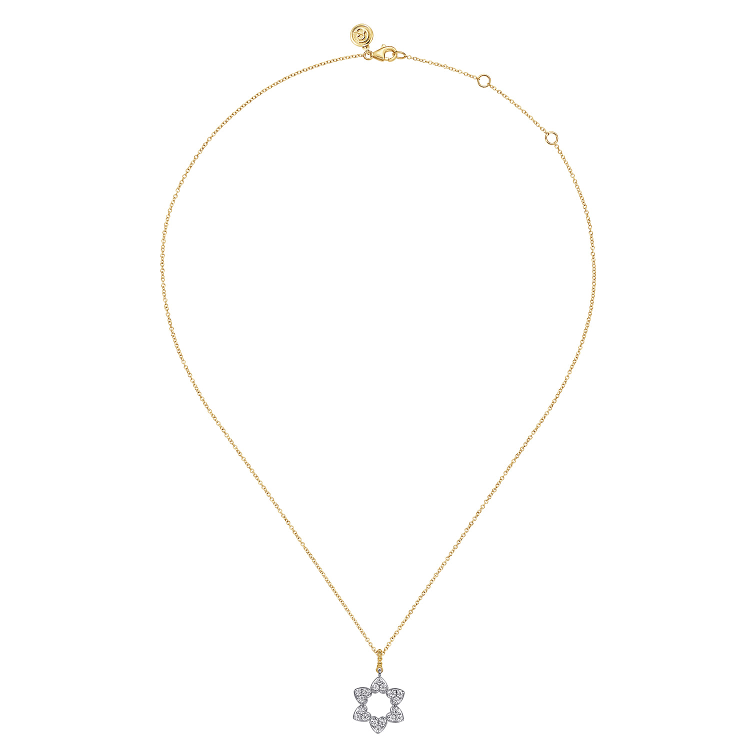 14K White  Yellow Gold Bujukan and Diamond Star of David Pendant Necklace - 0.5 ct - Shot 2
