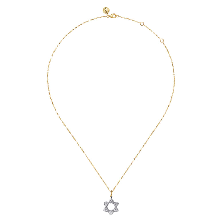 14K White  Yellow Gold Bujukan and Diamond Star of David Pendant Necklace - 0.5 ct - Shot 2