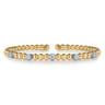 14K White  Yellow Gold Bujukan and Diamond Station Split Bangle Bracelet - 0.55 ct