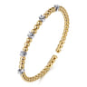 14K White  Yellow Gold Bujukan and Diamond Station Split Bangle Bracelet - 0.55 ct