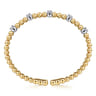 14K White  Yellow Gold Bujukan and Diamond Station Split Bangle Bracelet - 0.55 ct