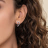 14K White  Yellow Gold Bujukan and Diamond Stirrup J Hoop Earrings - 0.58 ct