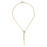 14K White  Yellow Gold Bujukan and Diamond Stirrup Y Necklace - 0.3 ct