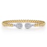 14K White  Yellow Gold Bujukan and Diamond Teardrop Open Bangle Bracelet - 0.8 ct