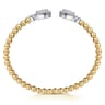 14K White  Yellow Gold Bujukan and Diamond Teardrop Open Bangle Bracelet - 0.8 ct