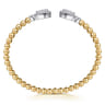 14K White  Yellow Gold Bujukan and Diamond Teardrop Open Bangle Bracelet - 0.8 ct