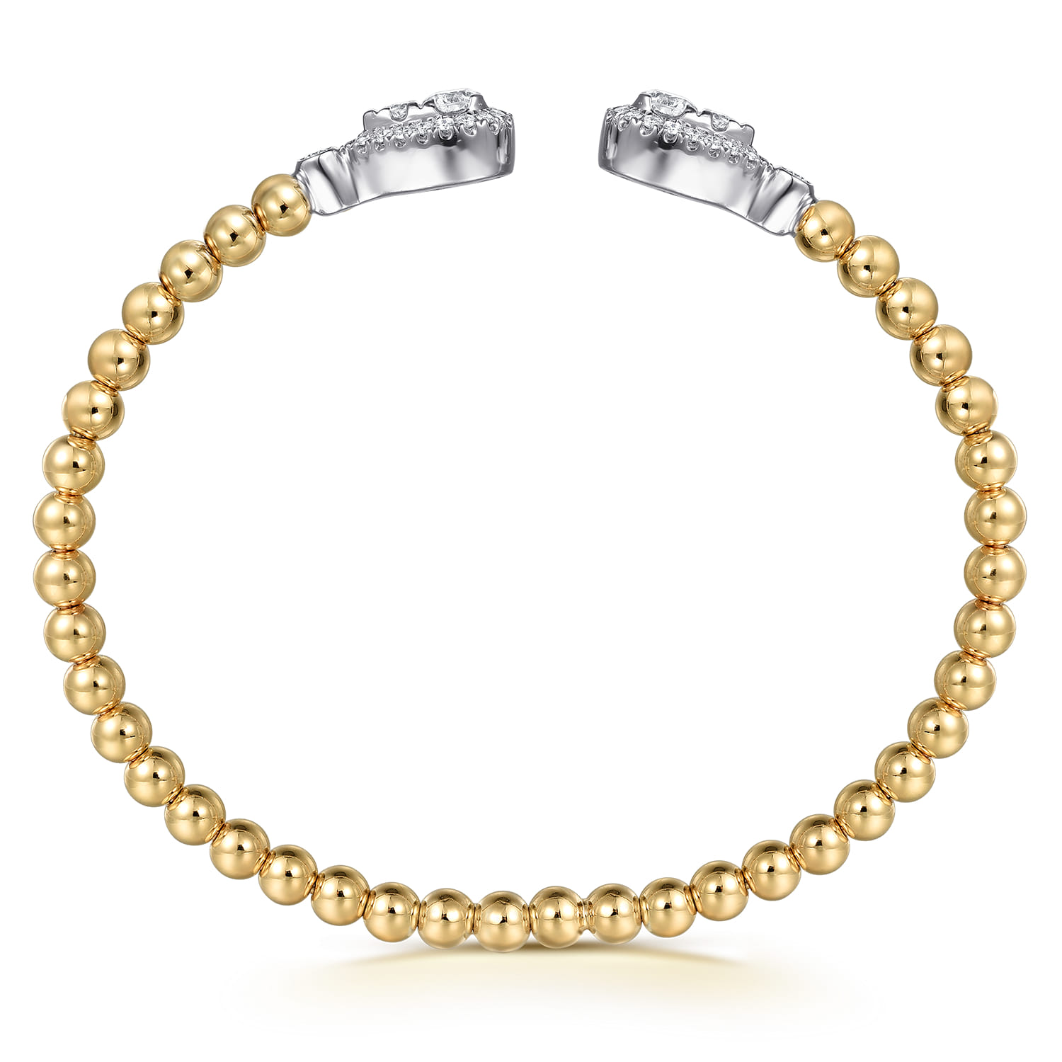 14K White  Yellow Gold Bujukan and Diamond Teardrop Open Bangle Bracelet - 0.8 ct - Shot 3