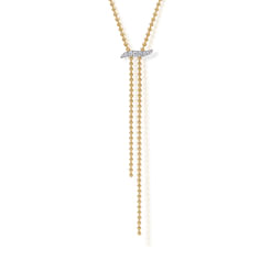 14K White & Yellow Gold Bujukan and Diamond Y Necklace