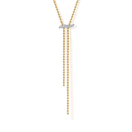 14K White  Yellow Gold Bujukan and Diamond Y Necklace