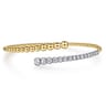 14K White  Yellow Gold Bujukan and Graduating Diamond Bypass Bangle Bracelet - 0.75 ct