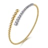 14K White  Yellow Gold Bujukan and Graduating Diamond Bypass Bangle Bracelet - 0.75 ct