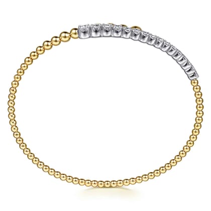 14K White  Yellow Gold Bujukan and Graduating Diamond Bypass Bangle Bracelet