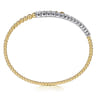 14K White  Yellow Gold Bujukan and Graduating Diamond Bypass Bangle Bracelet - 0.75 ct