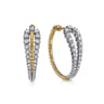 14K White  Yellow Gold Bujukan and Graduating Diamond Classic Hoop Earrings - 1.25 ct