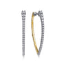 14K White  Yellow Gold Bujukan and Graduating Diamond Classic Hoop Earrings - 0.75 ct