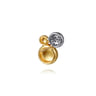 14K White  Yellow Gold Bujukan and Pave Diamond Stud Earrings - 0.25 ct