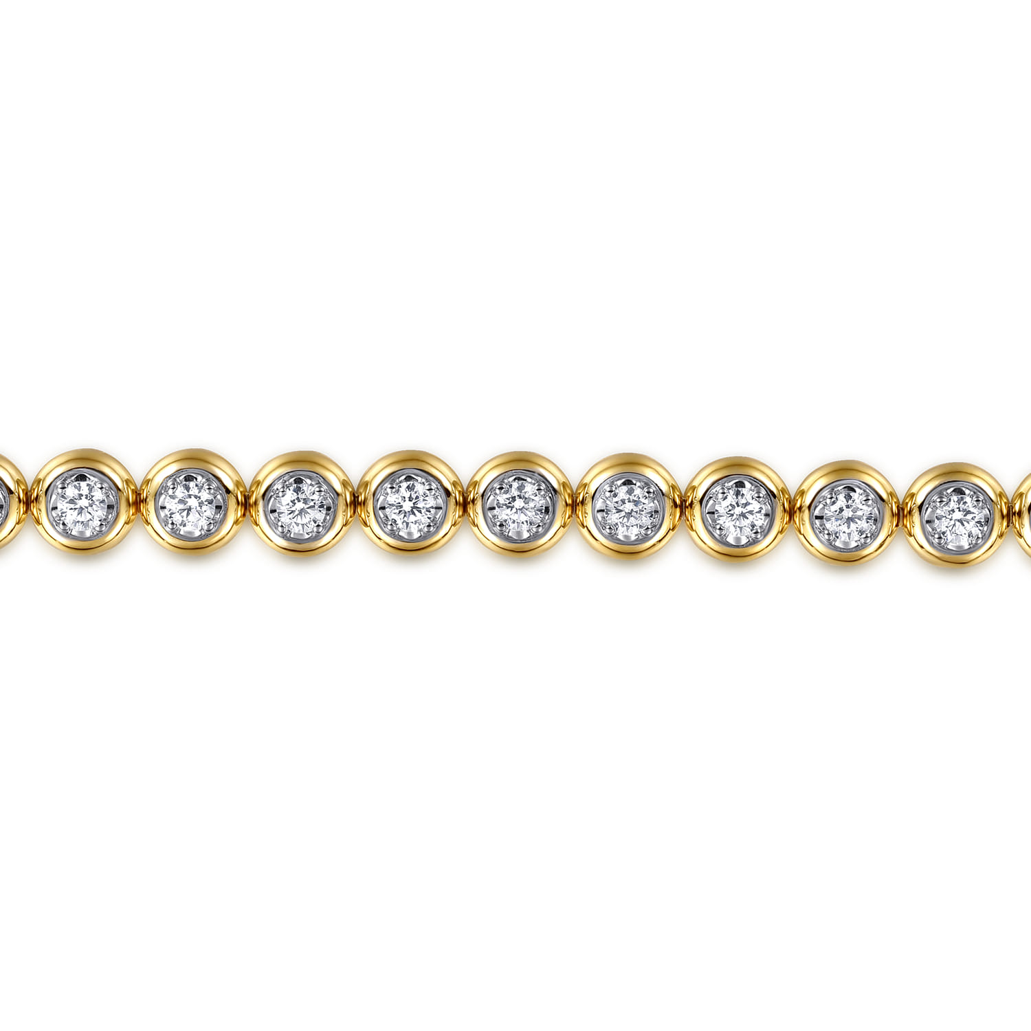 14K White Yellow Gold Buttercup Bezel Set Diamond Tennis Bracelet - 1.95 ct - Shot 2