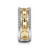 14K White-Yellow Gold Chain Link Diamond Border Ring - 0.35 ct