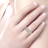 14K White-Yellow Gold Chain Link Diamond Border Ring - 0.35 ct