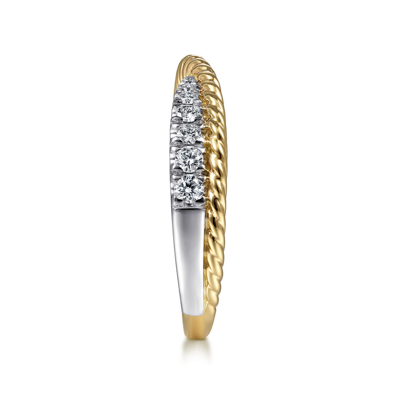 Fancy Wedding Ring in 14k Yellow/white Gold with Round Natural Diamond at Gabriel & Co. - Shot 4