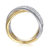 14K White  Yellow Gold Criss Cross Diamond Ring - 1.45 ct
