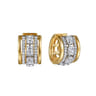 14K White  Yellow Gold Diamond 15mm Huggie Earrings - 3 ct