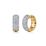 14K White  Yellow Gold Diamond 15mm Huggie Earrings - 0.85 ct