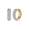 14K White  Yellow Gold Diamond 20mm Classic Hoop Earrings - 1.35 ct
